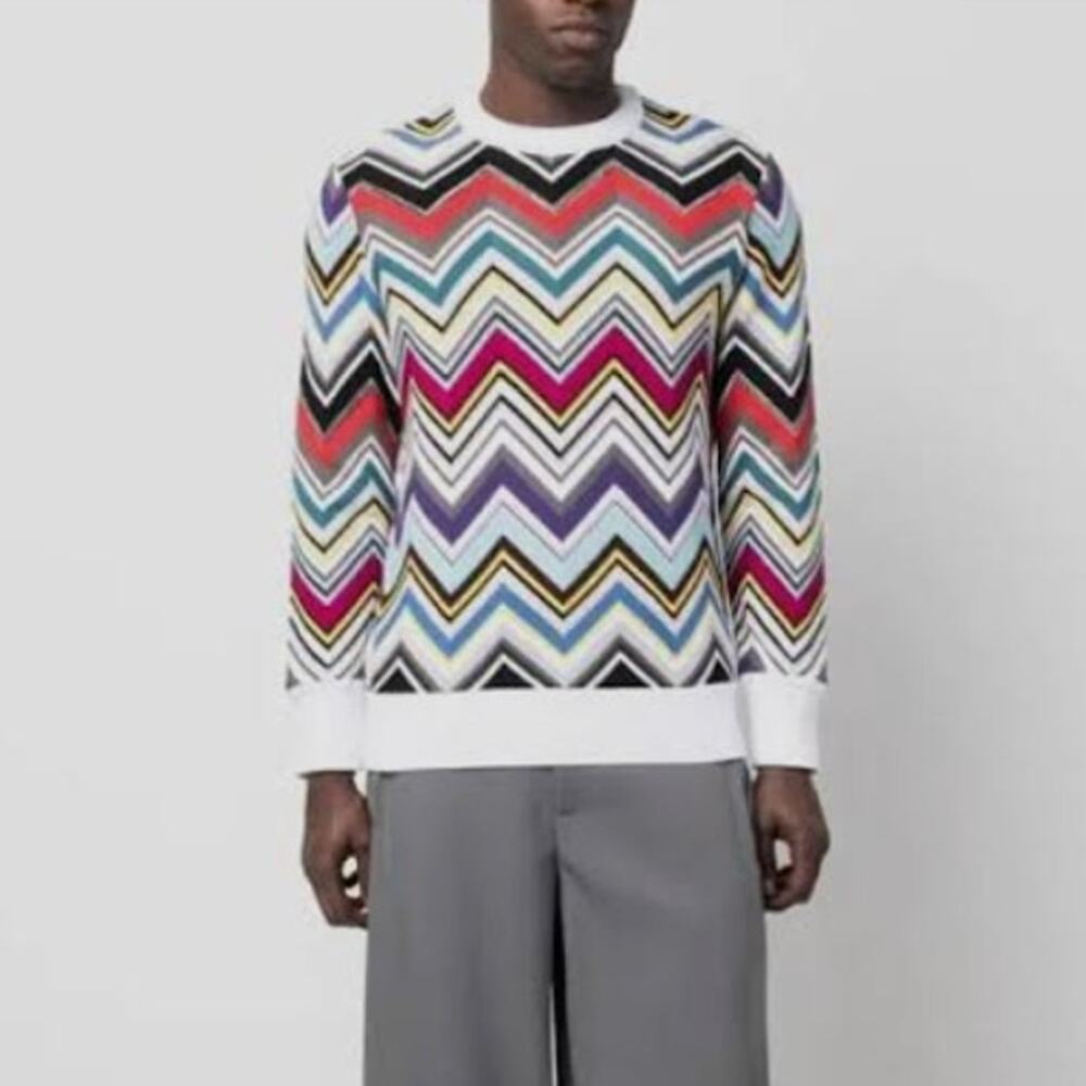 NWOT MISSONI FISHERMAN COTTON CREWNECK SWEATER - MULTI color - Zigzag Men's M